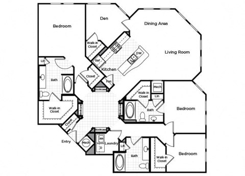 Three bedroom three bathroom floor plan image at Westchester at the Pavilions in Waldorf MD